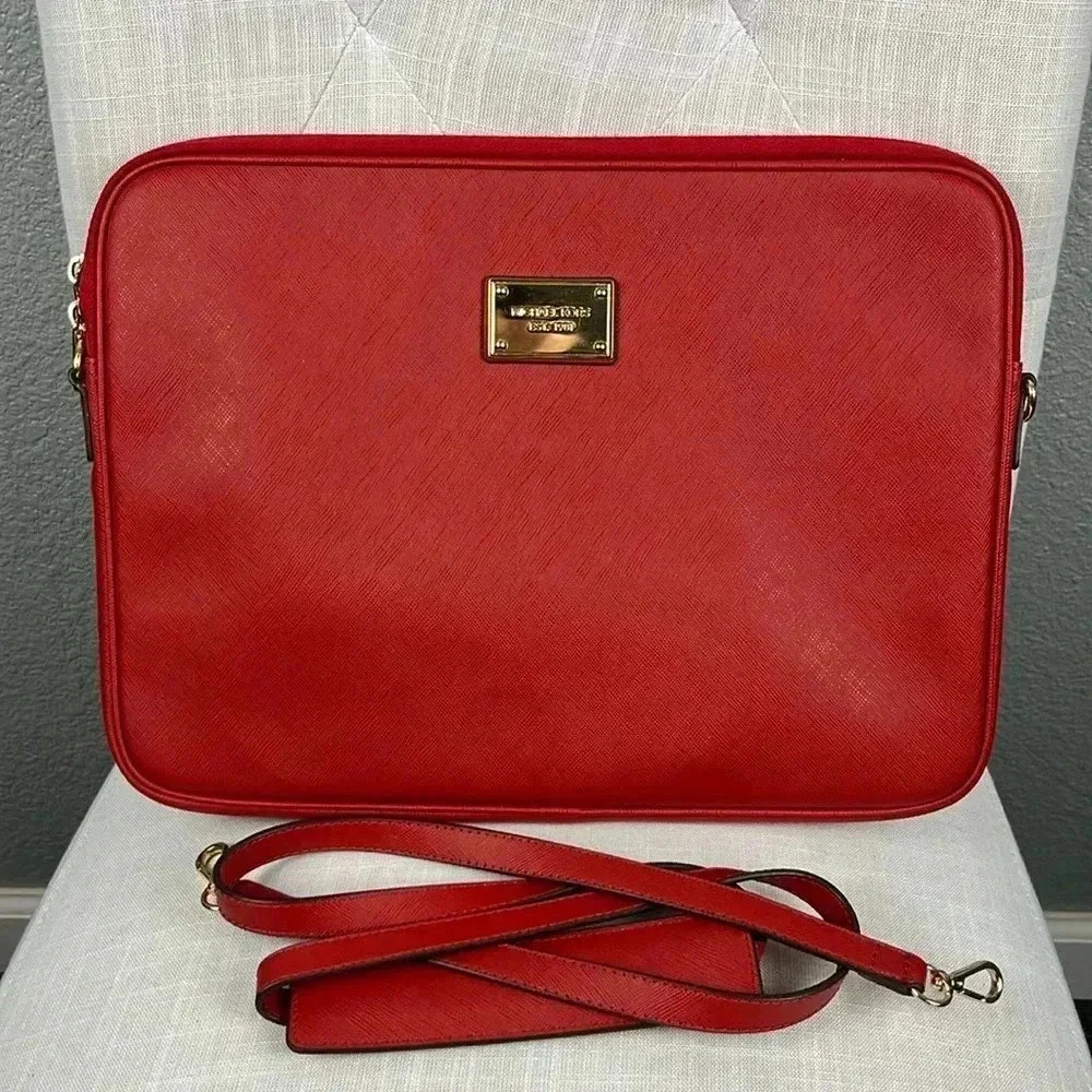 Michael Kors Red Laptop Bag with Removable strap EUC